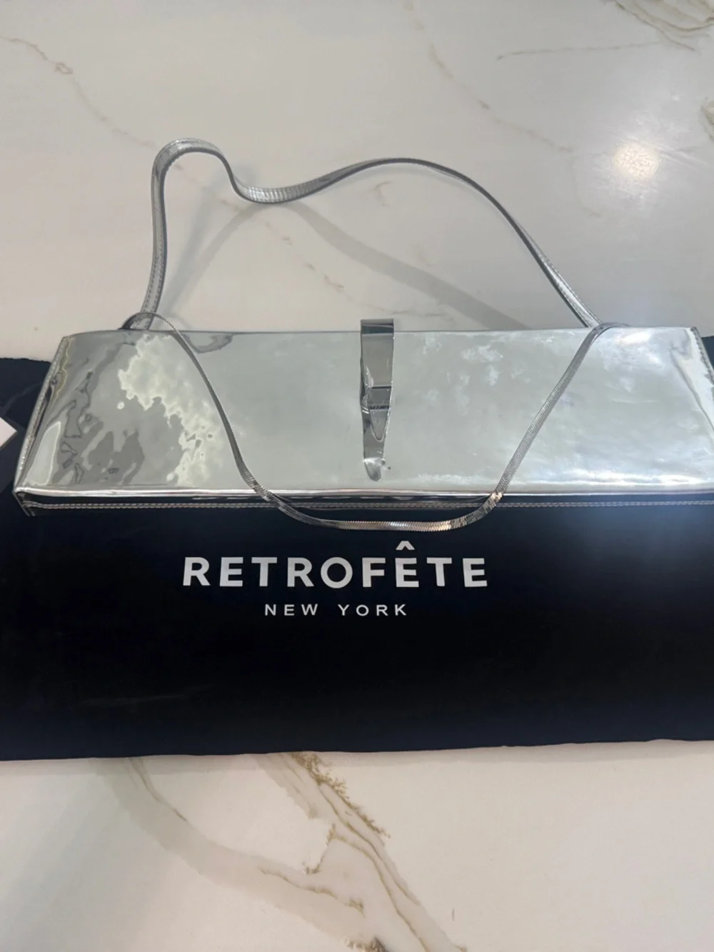 RETROFETE Ruth mini Shoulder Bag Silver Metallic Clutch Shoulder Bag